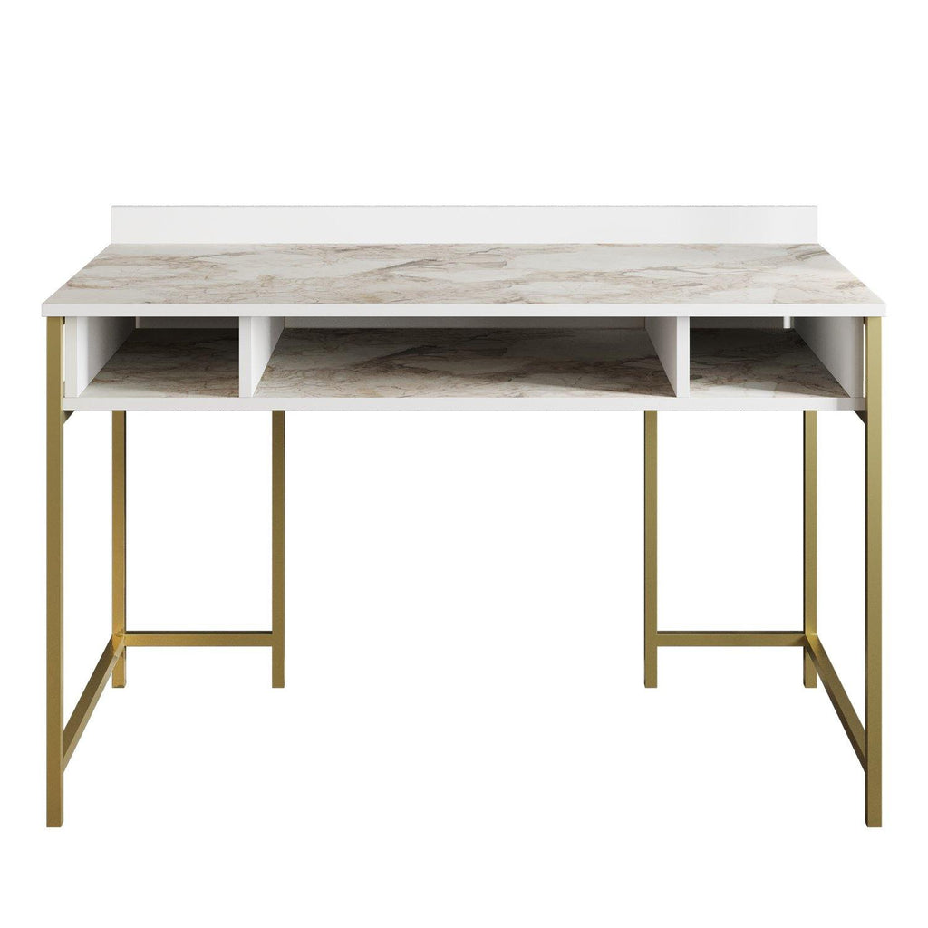 Tumata 47'' Wide Metal Wood Computer Desk with Open Shelves
