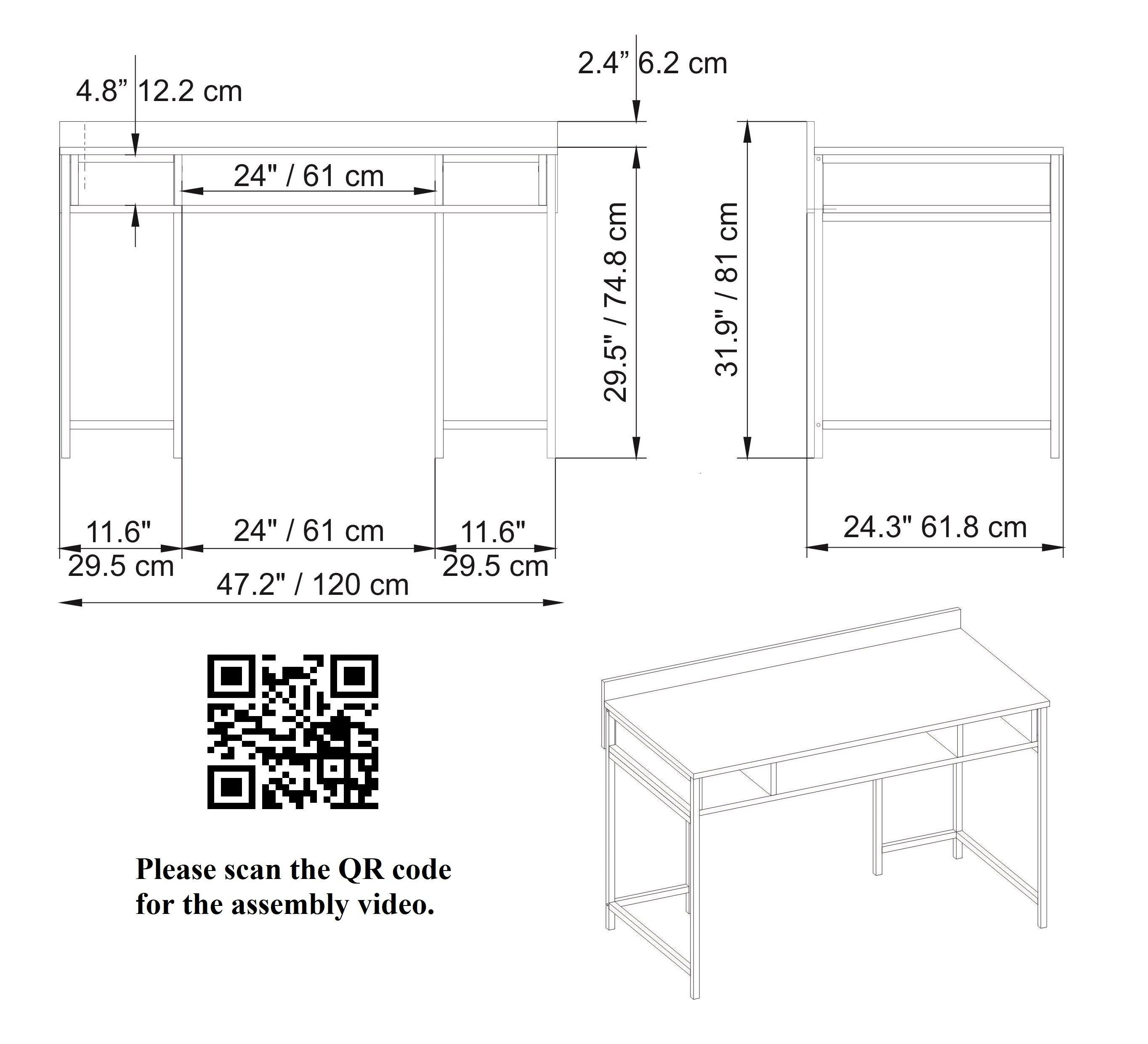 Tumata 47'' Wide Metal Wood Computer Desk with Open Shelves